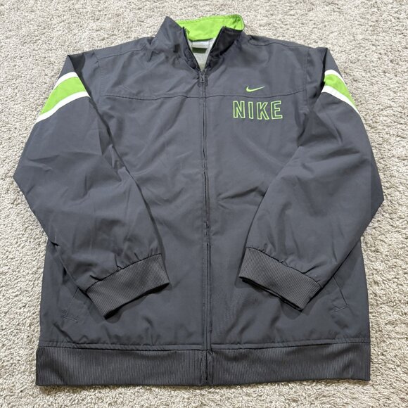 Nike Retro 2000s Grey Windbreaker Light Jacket Zip Up Vintage Sporty Youth L - Picture 1 of 6